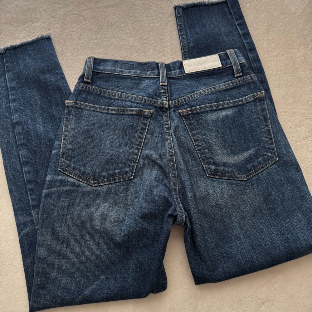 RE/DONE Originals High Rise Ankle Crop Denim Jeans Medium Wash Size 26 Sample
